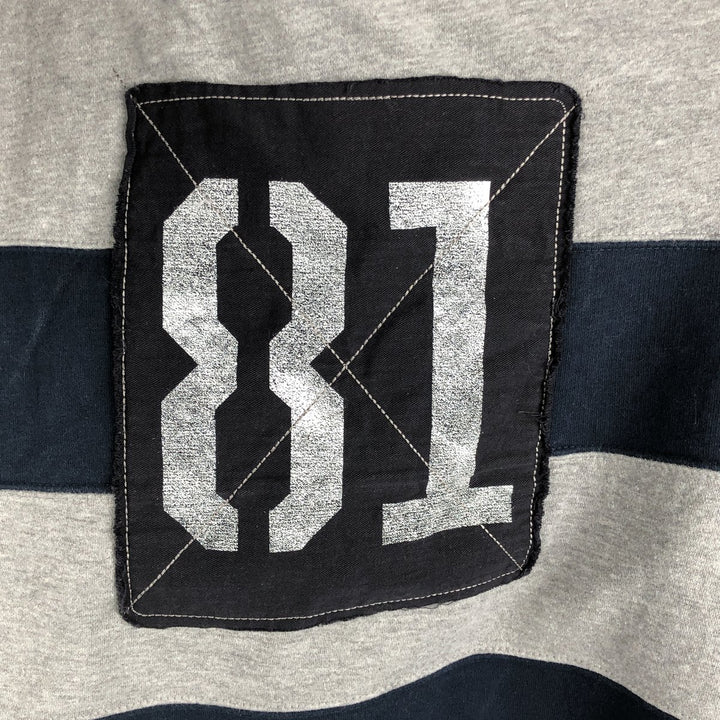 Champion Border Pattern College Sweatshirt Half Button Hoodie, Men's Size L cotton gray type Vintage Second Hand