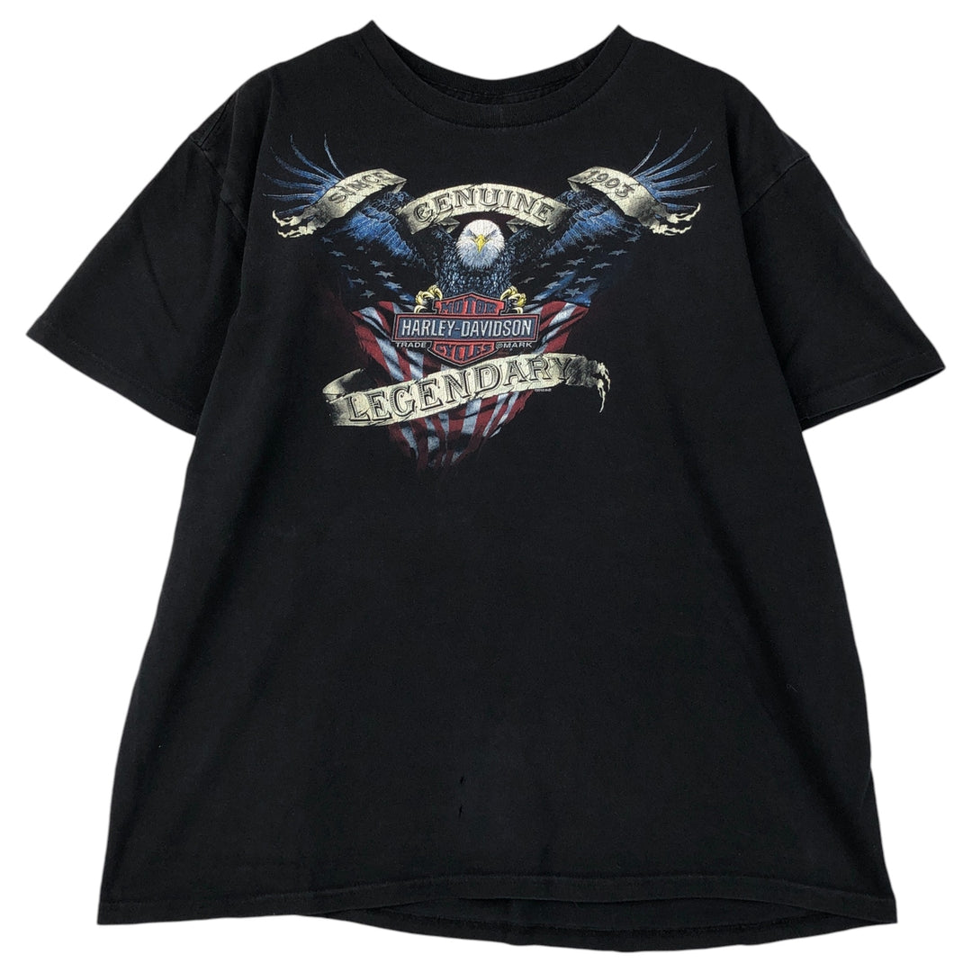 Harley-Davidson Eagle Pattern Stars and Stripes Motorcycle Bike T-shirt Men's XL cotton black type Vintage Second Hand