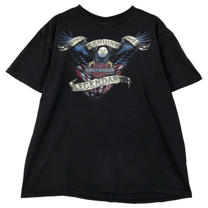 Harley-Davidson Eagle Pattern Stars and Stripes Motorcycle Bike T-shirt Men's XL cotton black type Vintage Second Hand