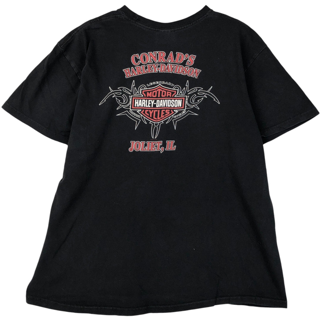 Harley-Davidson Eagle Pattern Stars and Stripes Motorcycle Bike T-shirt Men's XL cotton black type Vintage Second Hand