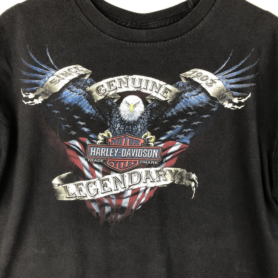 Harley-Davidson Eagle Pattern Stars and Stripes Motorcycle Bike T-shirt Men's XL cotton black type Vintage Second Hand