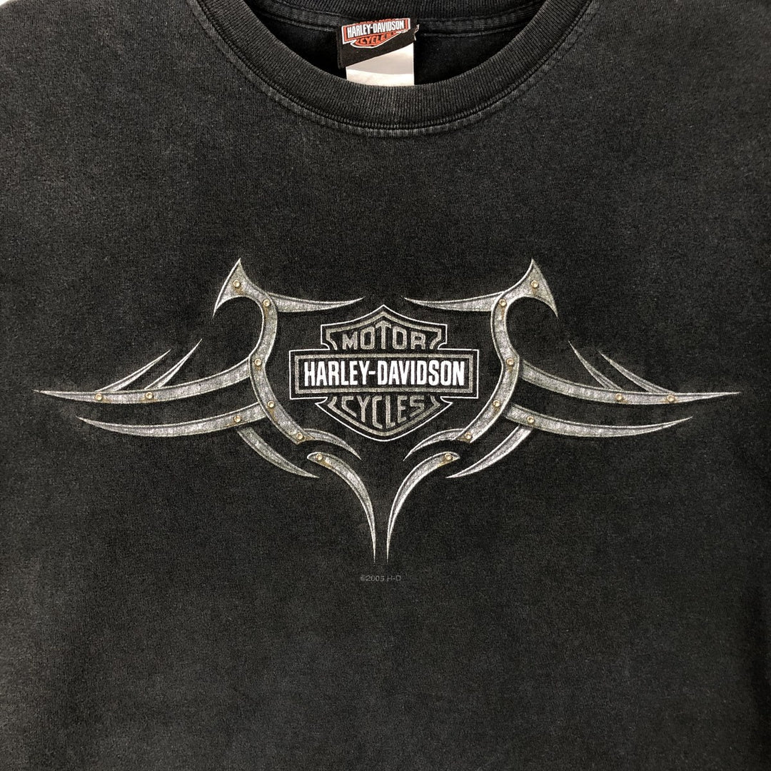 2000'S Harley-Davidson Tribal Motorcycle T-Shirt, Made in USA, Men's Size XL cotton black type Vintage Second Hand