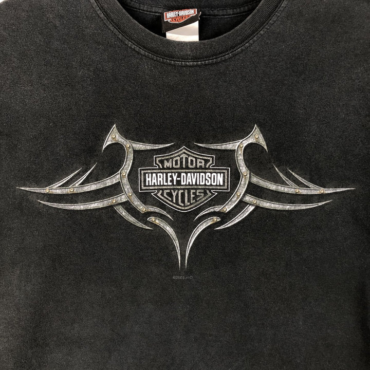 2000'S Harley-Davidson Tribal Motorcycle T-Shirt, Made in USA, Men's Size XL cotton black type Vintage Second Hand