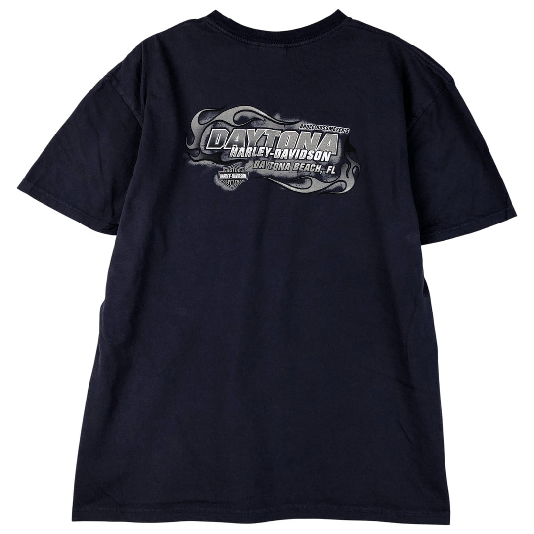 00'S Harley-Davidson Motorcycle Bike T-shirt Men's XL size cotton navy blue type Vintage Second Hand