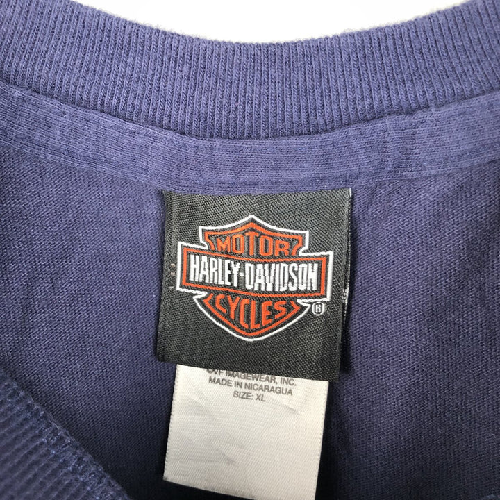 00'S Harley-Davidson Motorcycle Bike T-shirt Men's XL size cotton navy blue type Vintage Second Hand