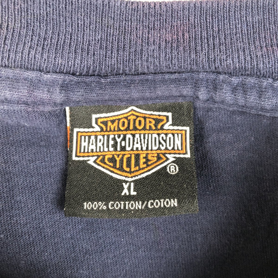 00'S Harley-Davidson Stars and Stripes Motorcycle Bike T-shirt Made in USA Men's XL cotton navy blue type Vintage Second Hand