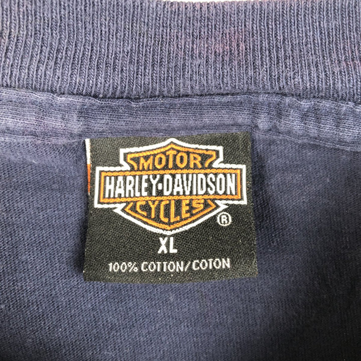 00'S Harley-Davidson Stars and Stripes Motorcycle Bike T-shirt Made in USA Men's XL cotton navy blue type Vintage Second Hand