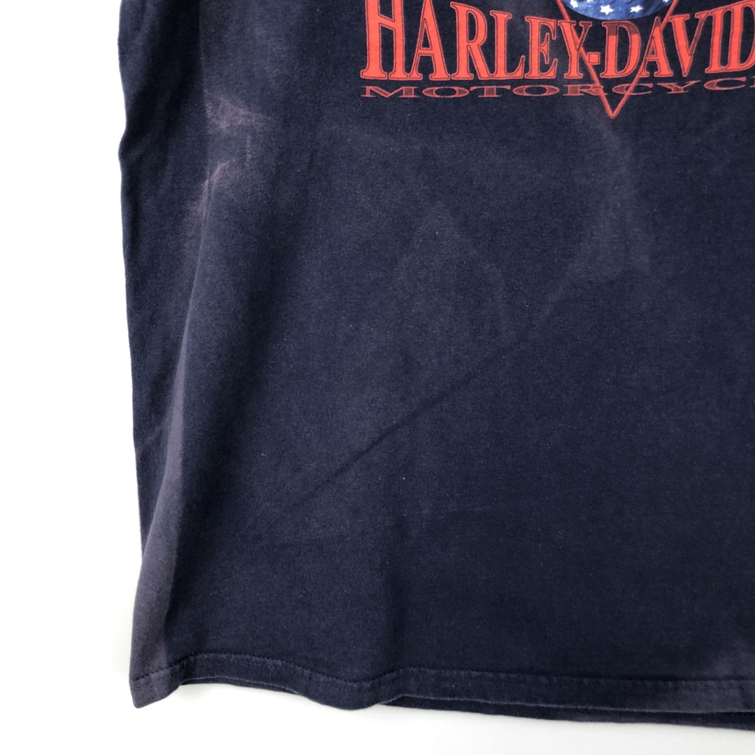 00'S Harley-Davidson Stars and Stripes Motorcycle Bike T-shirt Made in USA Men's XL cotton navy blue type Vintage Second Hand