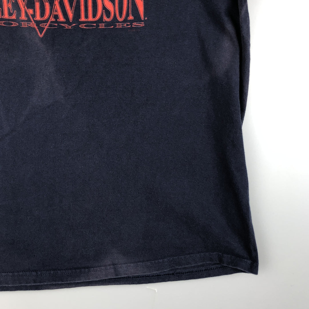 00'S Harley-Davidson Stars and Stripes Motorcycle Bike T-shirt Made in USA Men's XL cotton navy blue type Vintage Second Hand