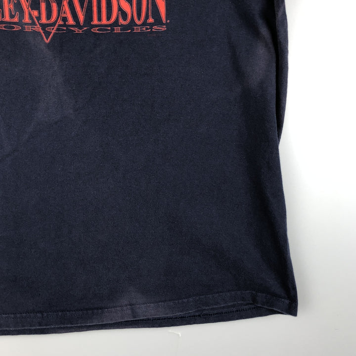 00'S Harley-Davidson Stars and Stripes Motorcycle Bike T-shirt Made in USA Men's XL cotton navy blue type Vintage Second Hand