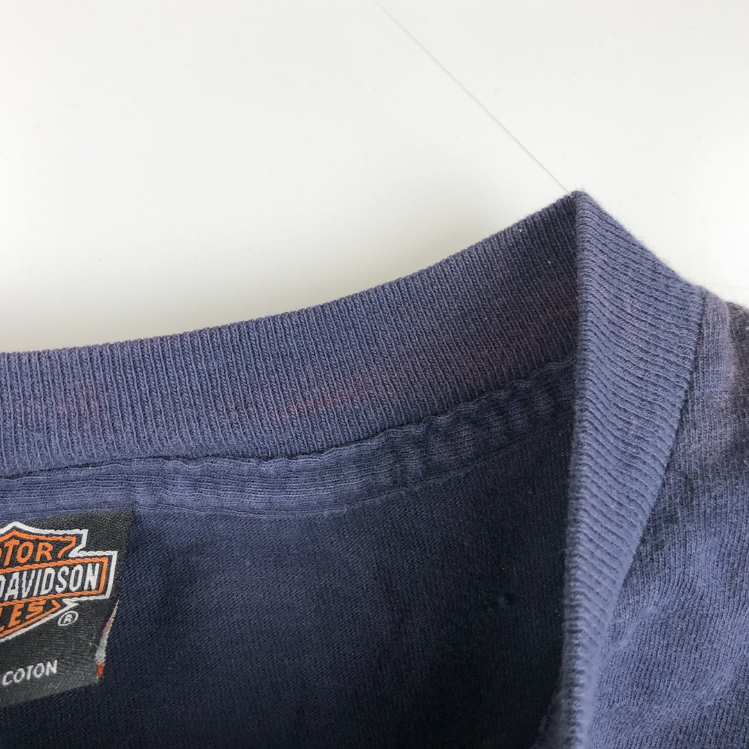 00'S Harley-Davidson Stars and Stripes Motorcycle Bike T-shirt Made in USA Men's XL cotton navy blue type Vintage Second Hand