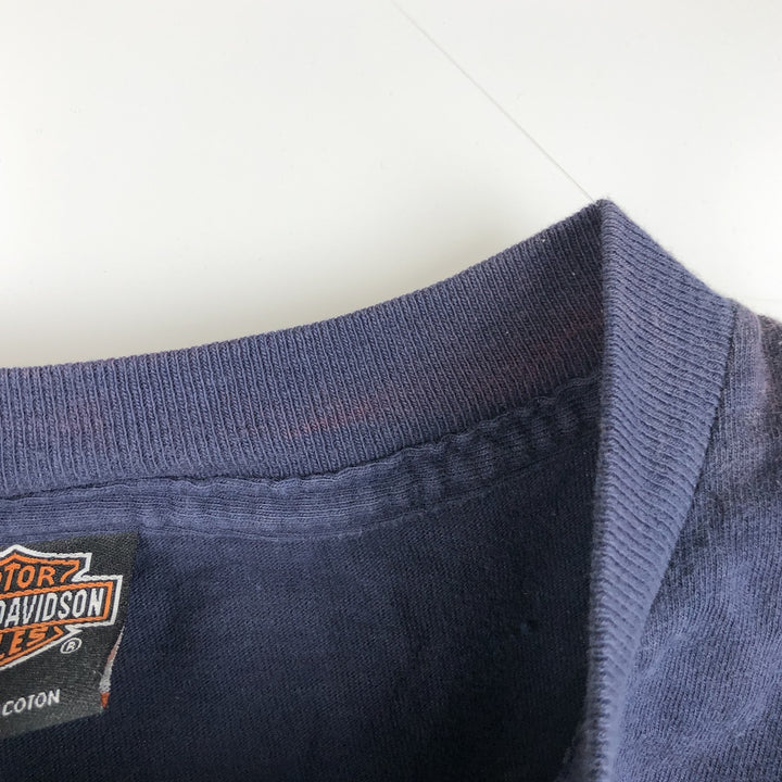 00'S Harley-Davidson Stars and Stripes Motorcycle Bike T-shirt Made in USA Men's XL cotton navy blue type Vintage Second Hand
