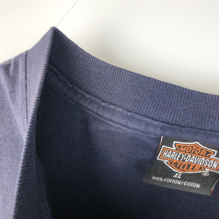 00'S Harley-Davidson Stars and Stripes Motorcycle Bike T-shirt Made in USA Men's XL cotton navy blue type Vintage Second Hand