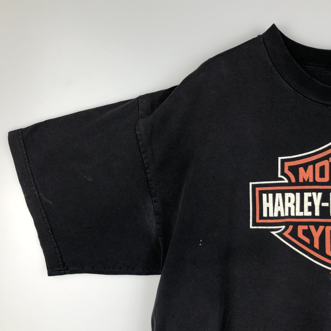 00'S Harley-Davidson Motorcycle Bike T-shirt Men's XXL unclear black type Vintage Second Hand