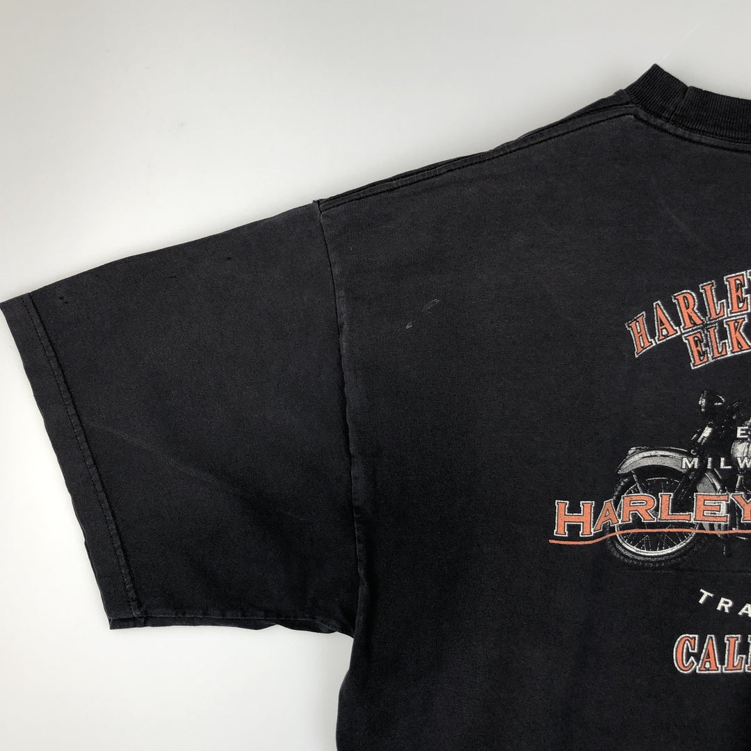 00'S Harley-Davidson Motorcycle Bike T-shirt Men's XXL unclear black type Vintage Second Hand