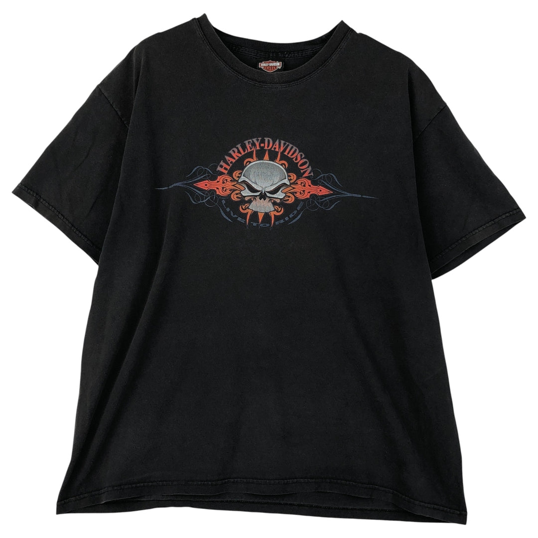 00'S Harley-Davidson Skull Pattern Motorcycle Bike T-shirt Men's XL size cotton black type Vintage Second Hand