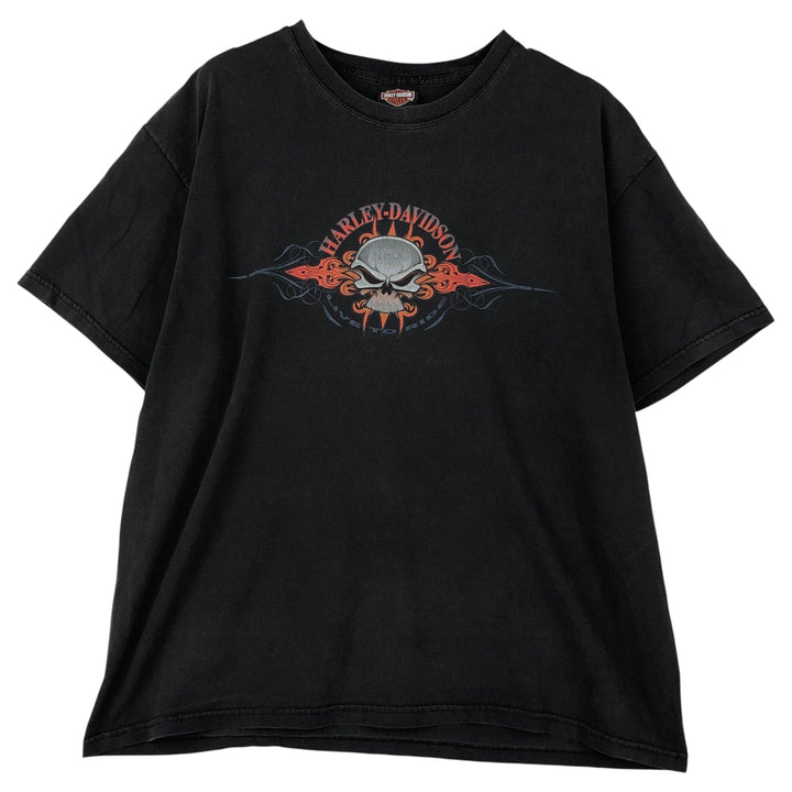 00'S Harley-Davidson Skull Pattern Motorcycle Bike T-shirt Men's XL size cotton black type Vintage Second Hand