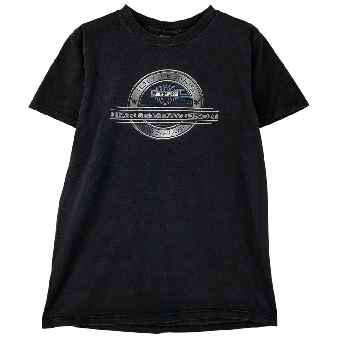00'S Harley-Davidson Motorcycle Bike T-shirt Made in USA Men's M size cotton black type Vintage Second Hand