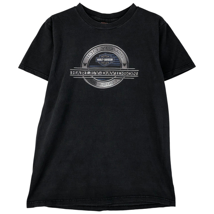 00'S Harley-Davidson Motorcycle Bike T-shirt Made in USA Men's M size cotton black type Vintage Second Hand