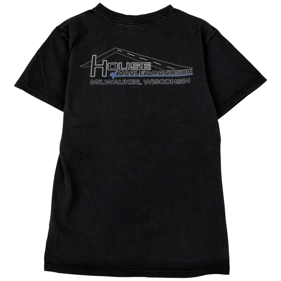 00'S Harley-Davidson Motorcycle Bike T-shirt Made in USA Men's M size cotton black type Vintage Second Hand