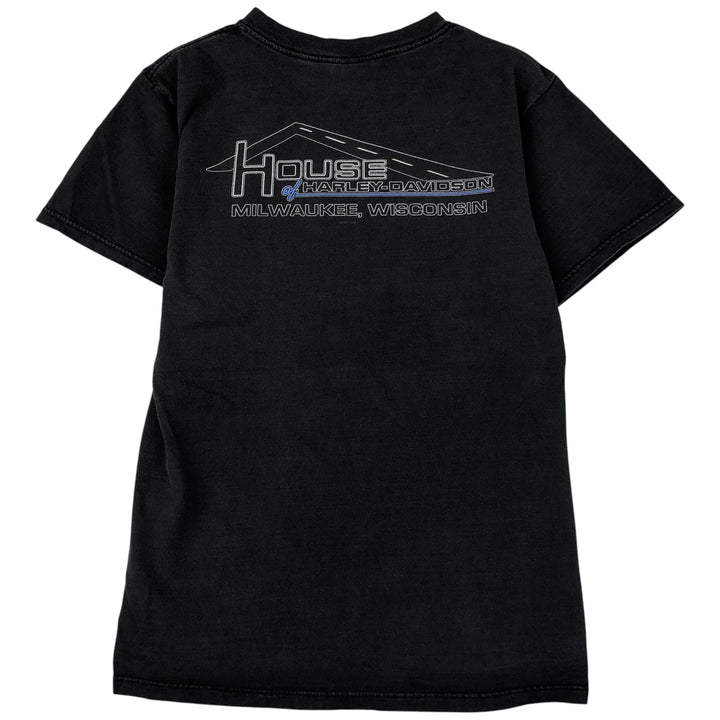 00'S Harley-Davidson Motorcycle Bike T-shirt Made in USA Men's M size cotton black type Vintage Second Hand