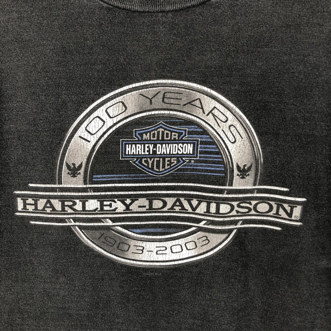00'S Harley-Davidson Motorcycle Bike T-shirt Made in USA Men's M size cotton black type Vintage Second Hand