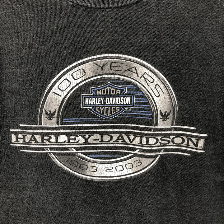 00'S Harley-Davidson Motorcycle Bike T-shirt Made in USA Men's M size cotton black type Vintage Second Hand