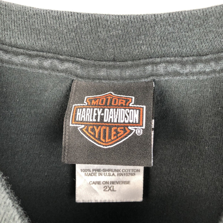 00'S Harley-Davidson Fire Pattern Motorcycle Bike T-Shirt Made in USA Men's XXL cotton black type Vintage Second Hand