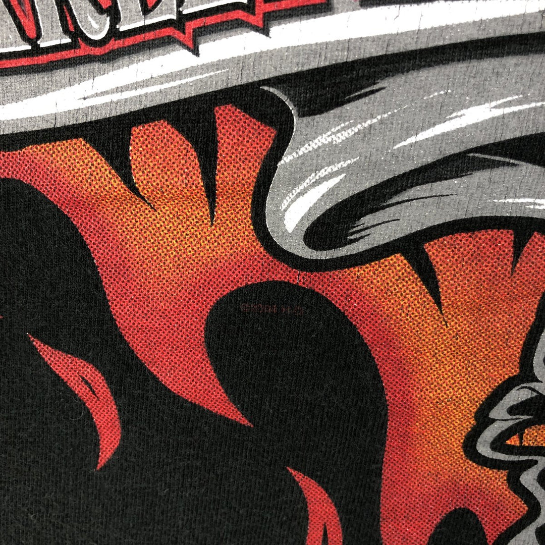 00'S Harley-Davidson Fire Pattern Motorcycle Bike T-Shirt Made in USA Men's XXL cotton black type Vintage Second Hand