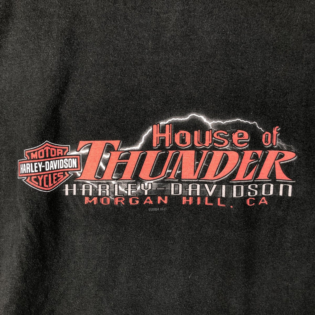 00'S Harley-Davidson Fire Pattern Motorcycle Bike T-Shirt Made in USA Men's XXL cotton black type Vintage Second Hand