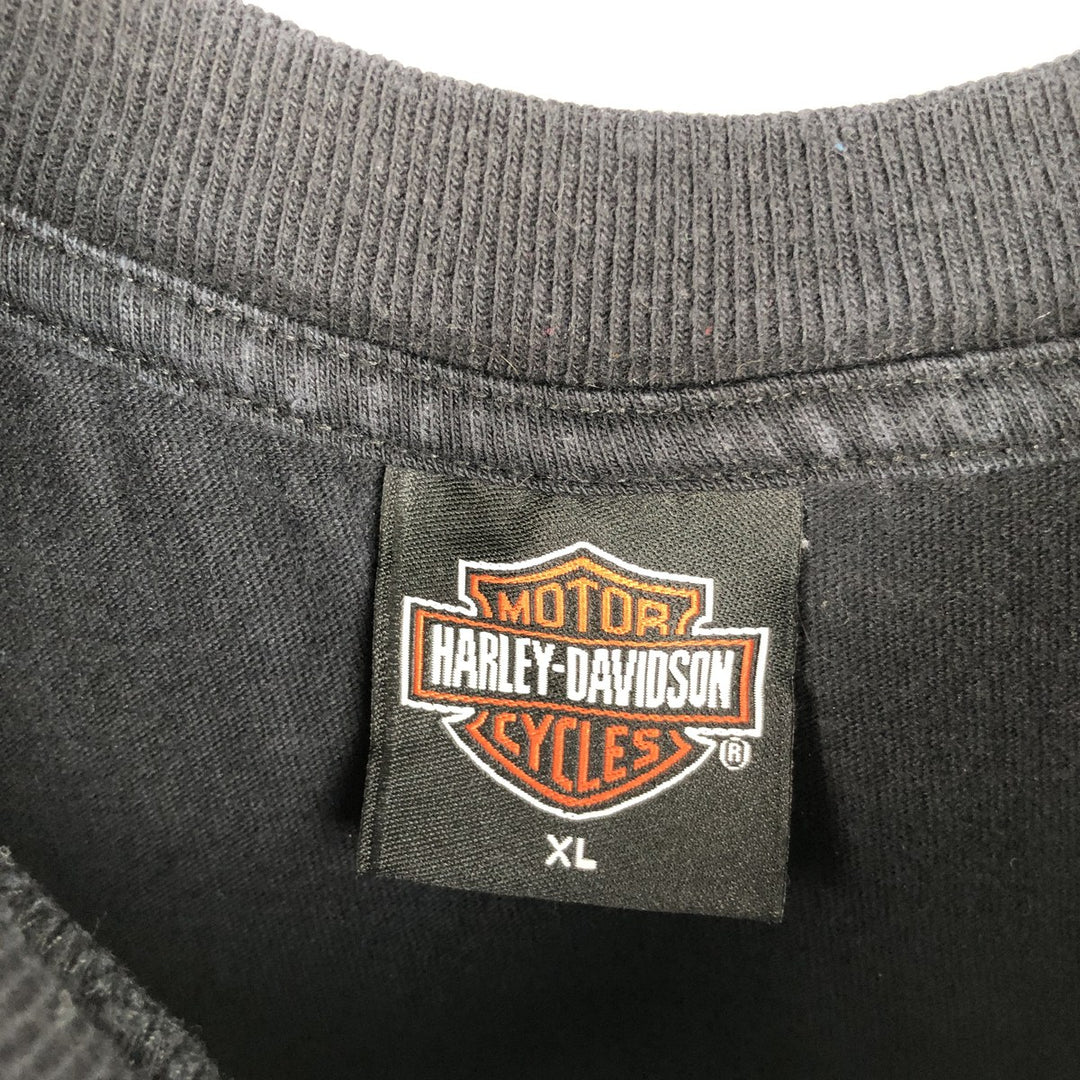 00'S Harley-Davidson Eagle Pattern Motorcycle Bike T-shirt Made in USA Men's XL cotton black type Vintage Second Hand