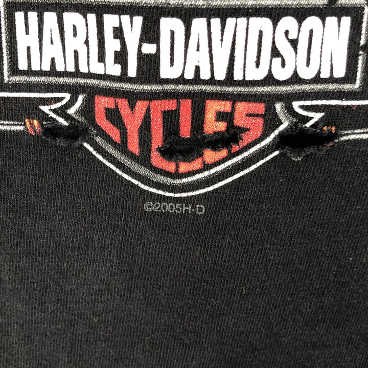 00'S Harley-Davidson Eagle Pattern Motorcycle Bike T-shirt Made in USA Men's XL cotton black type Vintage Second Hand