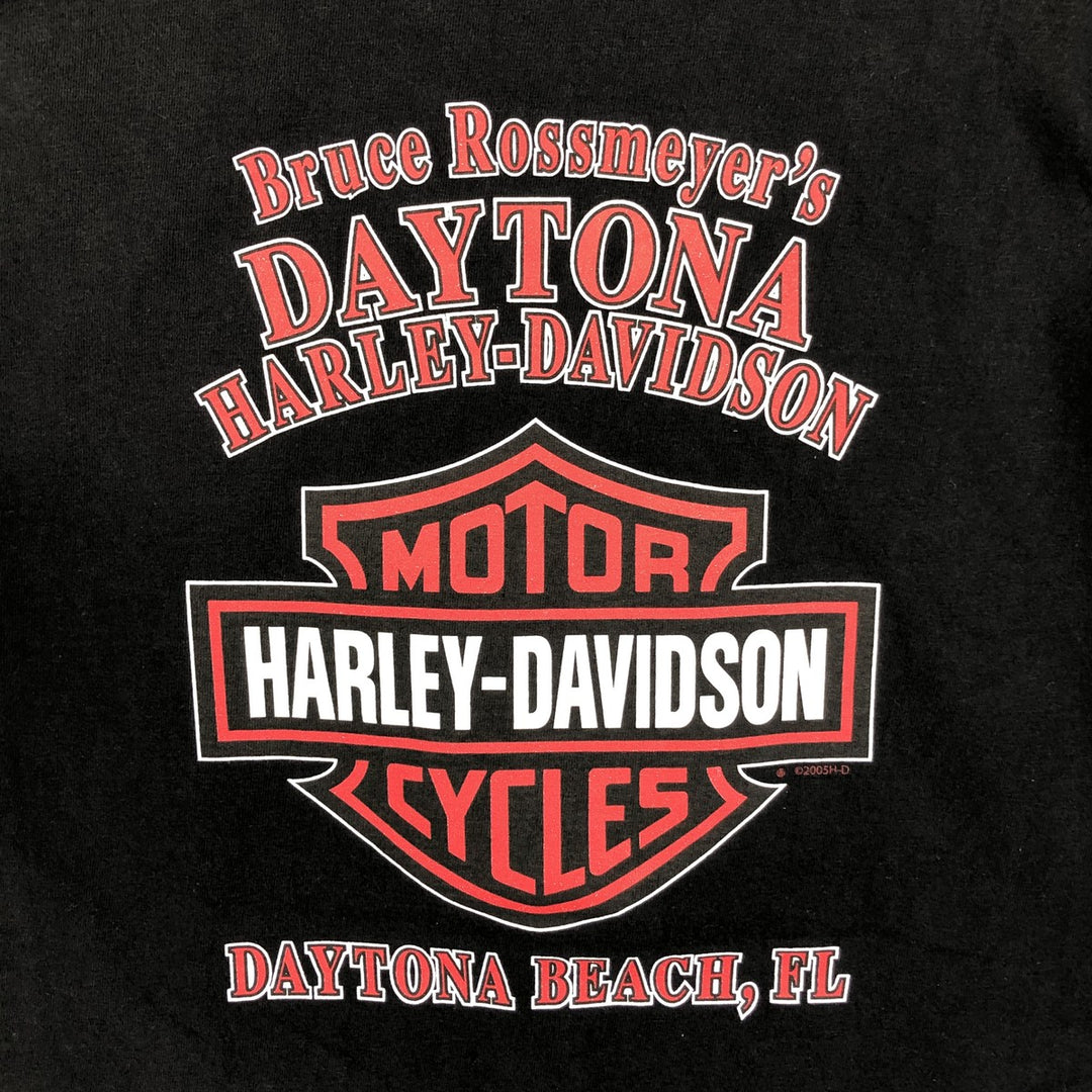 00'S Harley-Davidson Eagle Pattern Motorcycle Bike T-shirt Made in USA Men's XL cotton black type Vintage Second Hand
