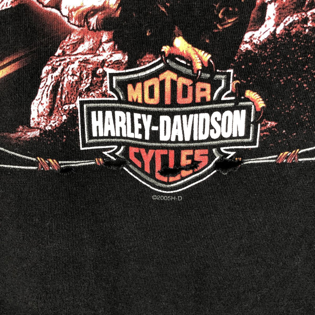 00'S Harley-Davidson Eagle Pattern Motorcycle Bike T-shirt Made in USA Men's XL cotton black type Vintage Second Hand