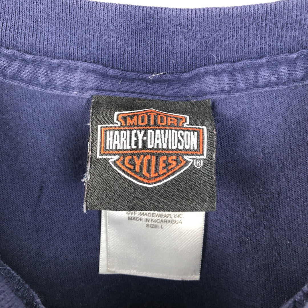 2000'S Harley-Davidson Crocodile Pattern Motorcycle T-Shirt, Men's Size Large cotton navy blue type Vintage Second Hand