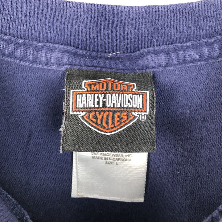 2000'S Harley-Davidson Crocodile Pattern Motorcycle T-Shirt, Men's Size Large cotton navy blue type Vintage Second Hand