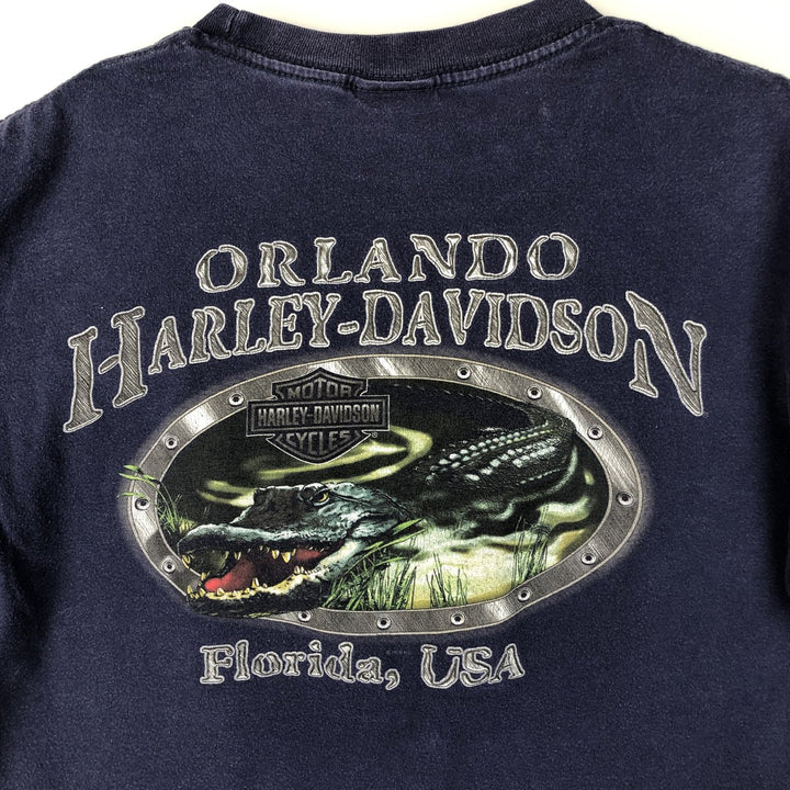 2000'S Harley-Davidson Crocodile Pattern Motorcycle T-Shirt, Men's Size Large cotton navy blue type Vintage Second Hand