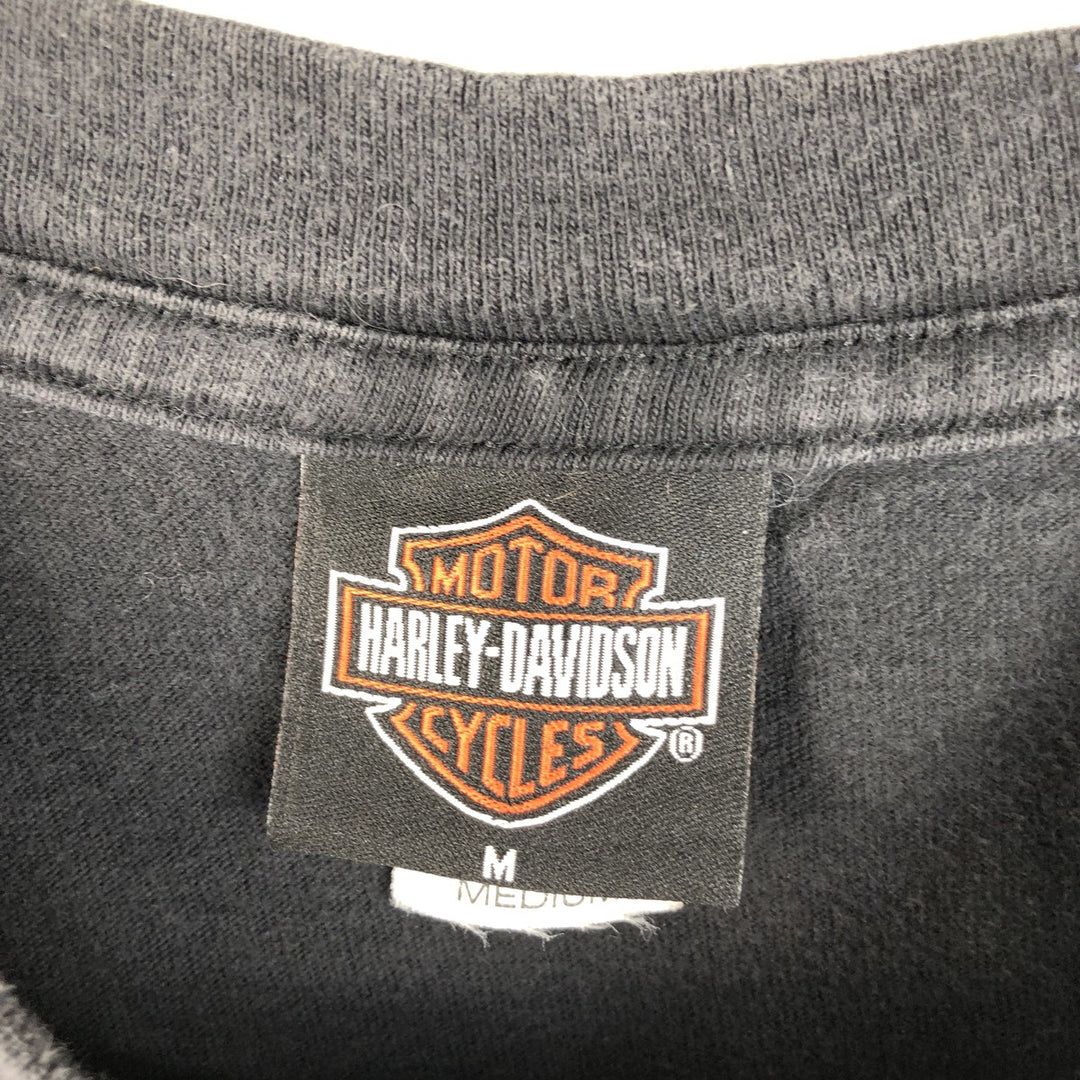 00'S Harley-Davidson Eagle Pattern Motorcycle Bike T-shirt Made in USA Men's M size cotton black type Vintage Second Hand