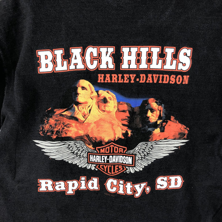 00'S Harley-Davidson Eagle Pattern Motorcycle Bike T-shirt Made in USA Men's M size cotton black type Vintage Second Hand