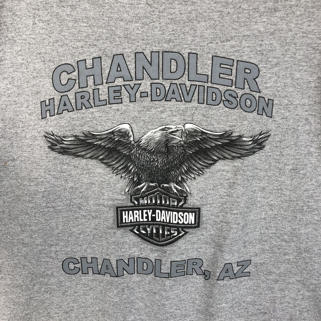 00'S Harley-Davidson Eagle Pattern Motorcycle Bike T-shirt Men's XL unclear gray type Vintage Second Hand
