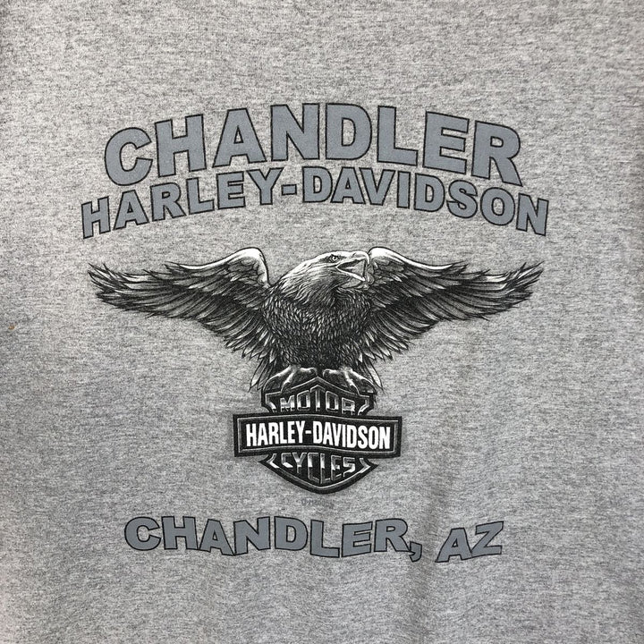 00'S Harley-Davidson Eagle Pattern Motorcycle Bike T-shirt Men's XL unclear gray type Vintage Second Hand