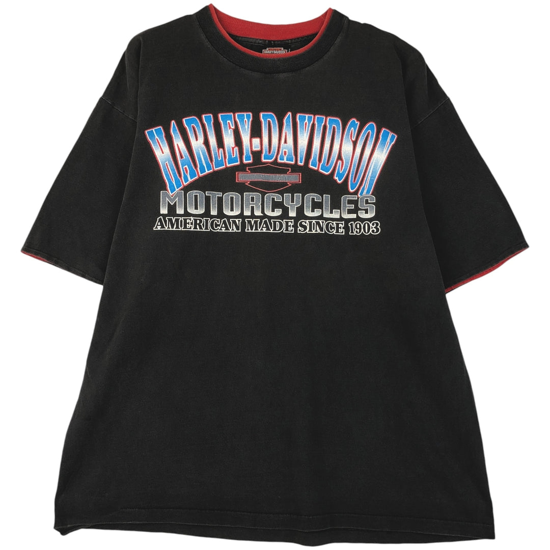 90'S Harley-Davidson Motorcycle Bike T-shirt Made in USA Men's XL Vintage cotton black type Vintage Second Hand