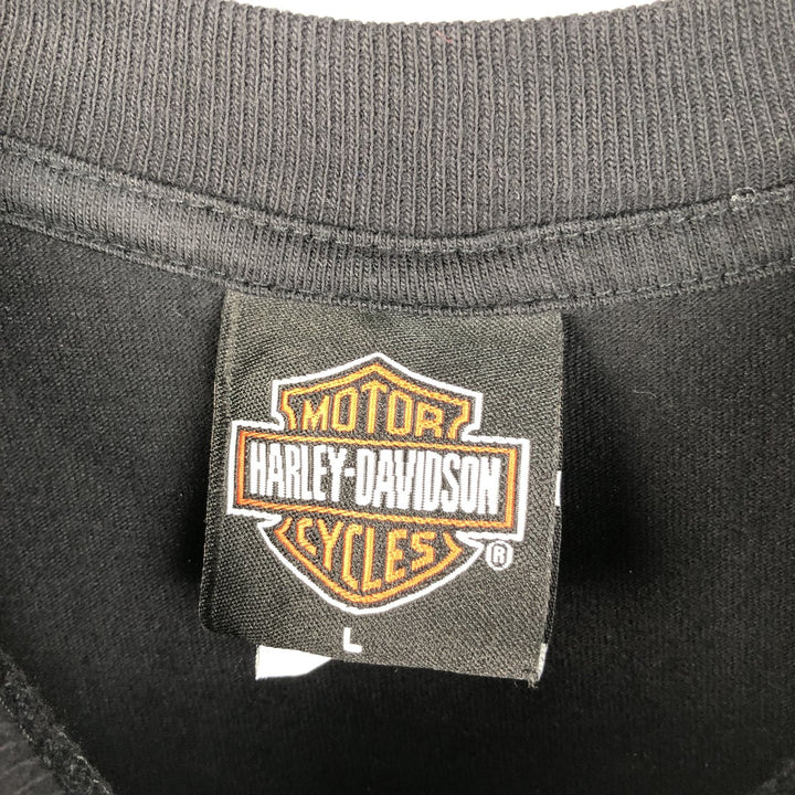 00'S Harley-Davidson Eagle Pattern Motorcycle Bike T-shirt Made in USA Men's L size cotton black type Vintage Second Hand