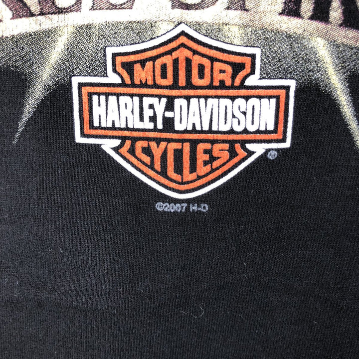 00'S Harley-Davidson Eagle Pattern Motorcycle Bike T-shirt Made in USA Men's L size cotton black type Vintage Second Hand