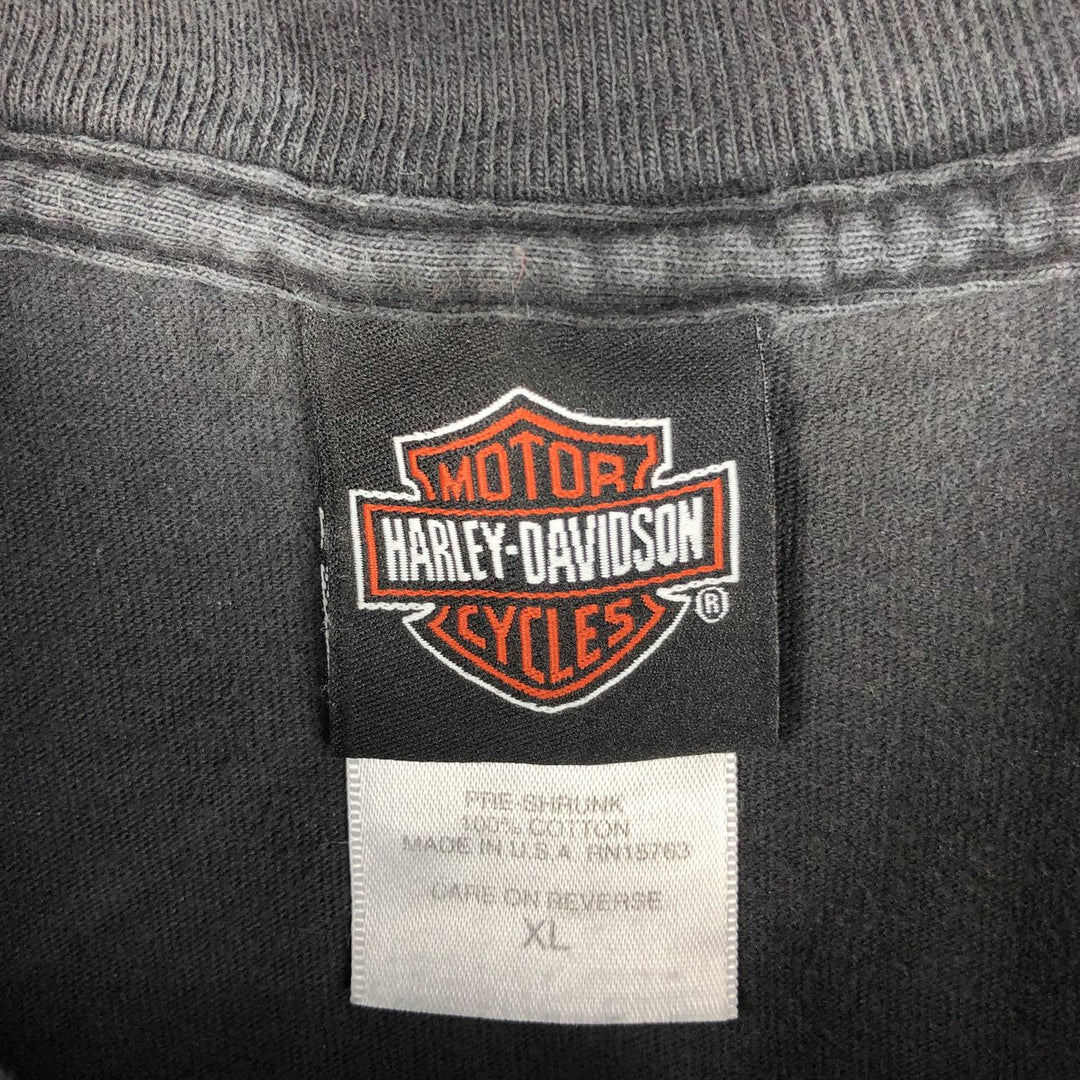 2000'S Harley-Davidson Bear Print Motorcycle T-Shirt, Made in USA, Men's Size XL cotton black type Vintage Second Hand