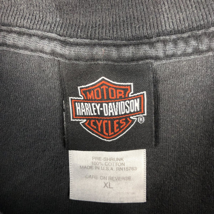 2000'S Harley-Davidson Bear Print Motorcycle T-Shirt, Made in USA, Men's Size XL cotton black type Vintage Second Hand