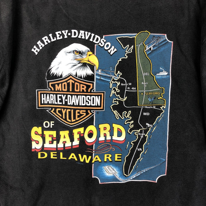2000'S Harley-Davidson Bear Print Motorcycle T-Shirt, Made in USA, Men's Size XL cotton black type Vintage Second Hand