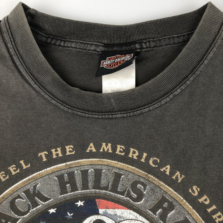 00'S Harley-Davidson Eagle Pattern Motorcycle Bike T-shirt Made in USA Men's L size cotton Charcoal Vintage Second Hand