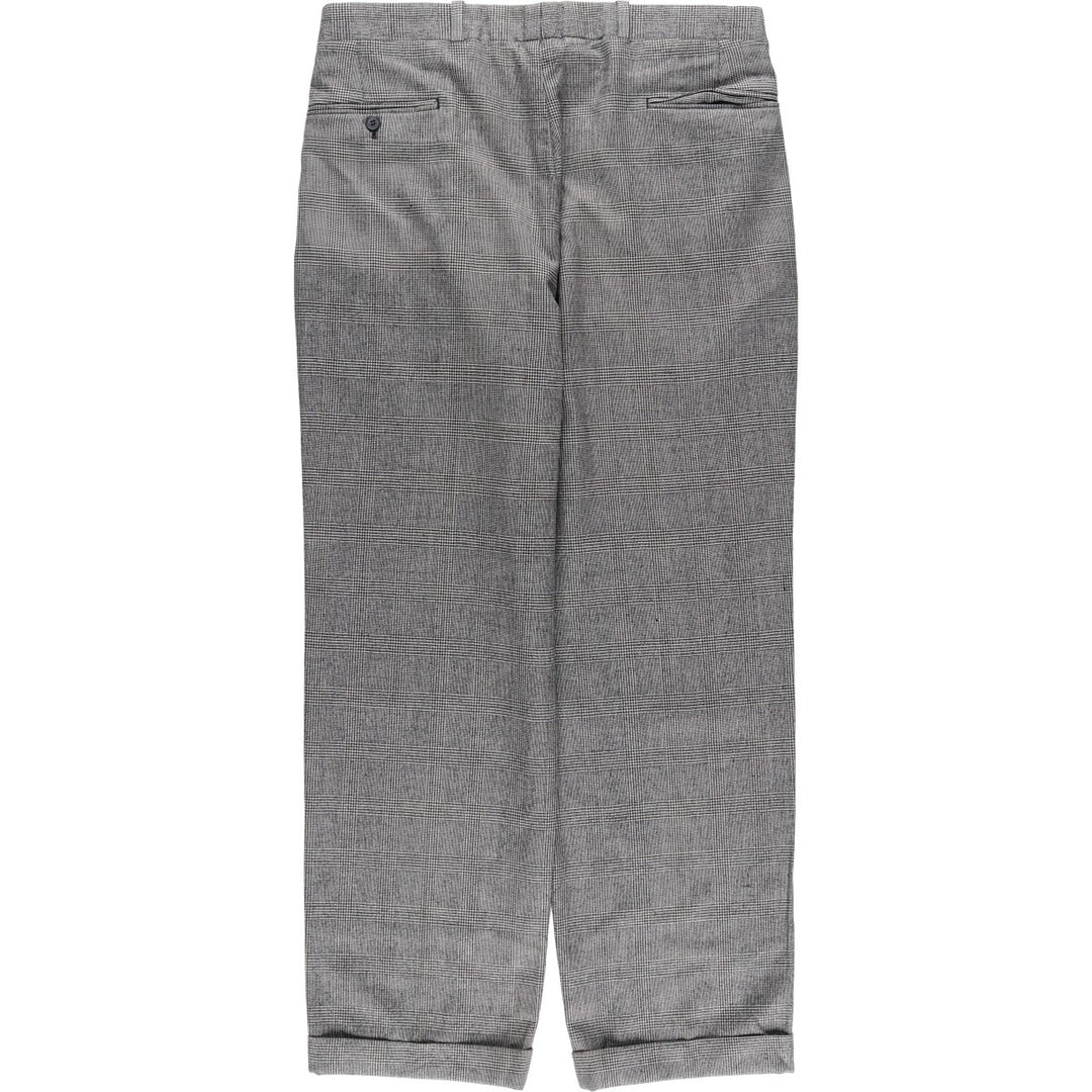 1980'S Nordstrom Glen Plaid Two-pleat Wool Pants, Men's Size 35 wool gray type Vintage Second Hand