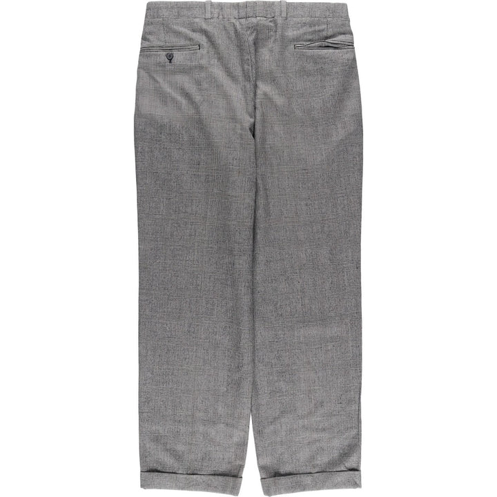 1980'S Nordstrom Glen Plaid Two-pleat Wool Pants, Men's Size 35 wool gray type Vintage Second Hand